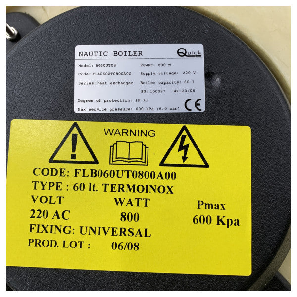 Quick Sigmar Marine 60L kedel 230V 800W rustfrit stål 