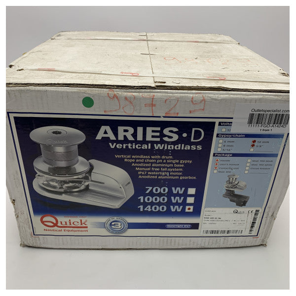 Quick Aries 24V 1400W 10 mm electric windlass with capstan - A1424D