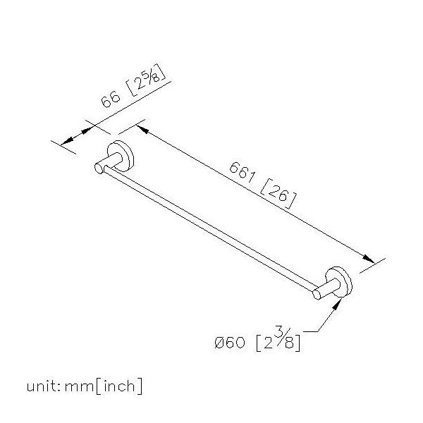 Justime 600 mm chrome shower towel bar - 6810-10-81CP