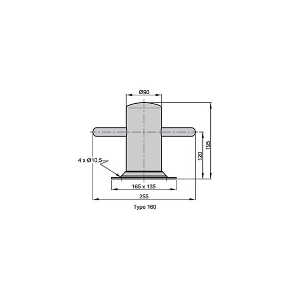 Боларда от неръждаема стомана Vetus ACHIL160 с монтажна плоча