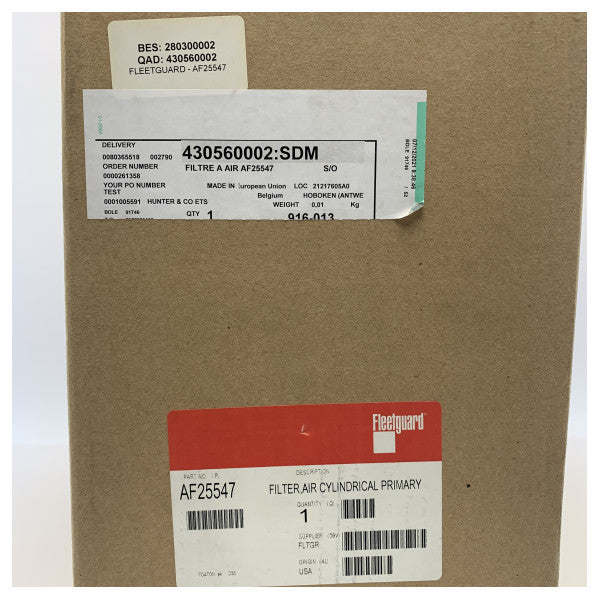 Fleetguard AF25547 motor hava filtresi siyah