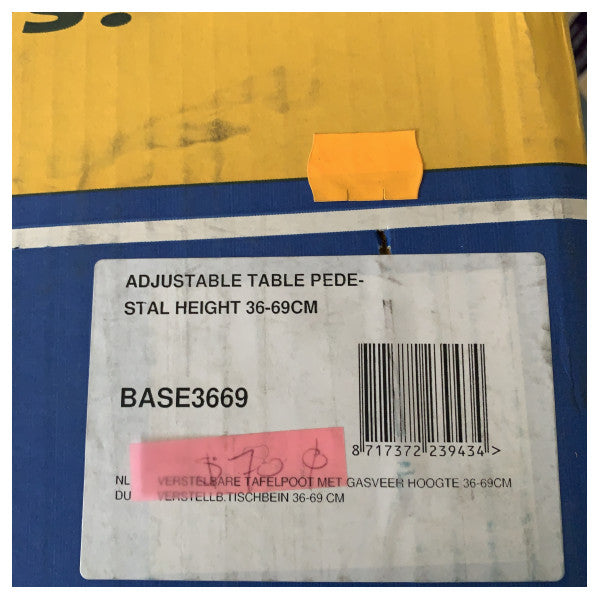 Vetus BASE3669 360 x 690 mm マウント付き調整可能テーブル台座