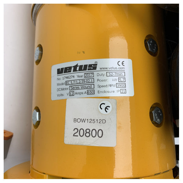 Vetus BOW12512D 125 KGF 12V 5.7 kw κινητήρας προωθητήρα με ηλεκτρομαγνήτη