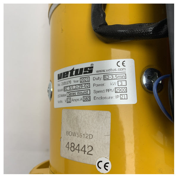 Vetus BOW5512D 55 KGF 12V elektrisk motor og magnetventil til bovpropeller - SET0060
