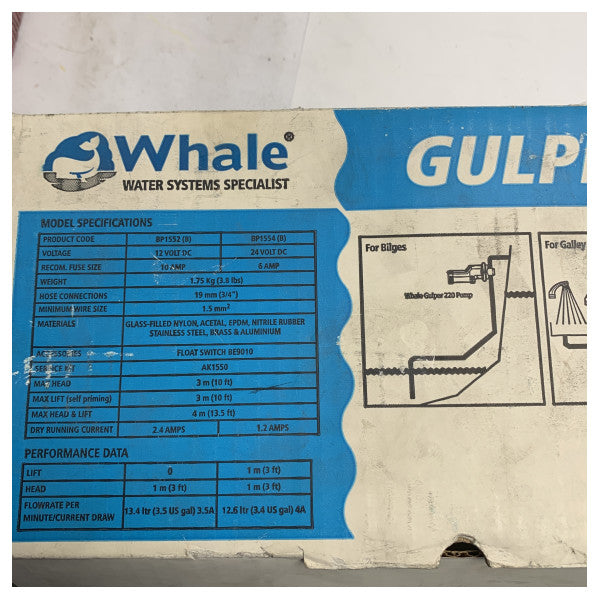 Whale Gulper 220 BP1552 grey water pump 13.4L/min 12V
