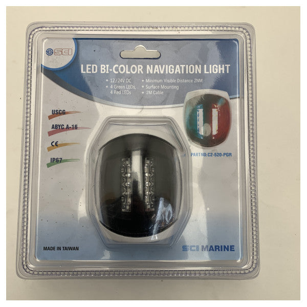SCI Marine C2-520-PGR luz de navegação verde - vermelha 12/24V