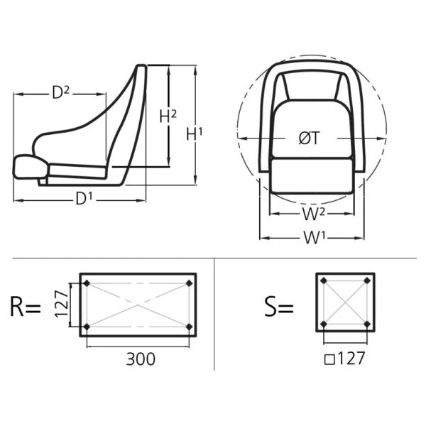 Vetus CHFSWW silla de pescador clásica plegable blanca