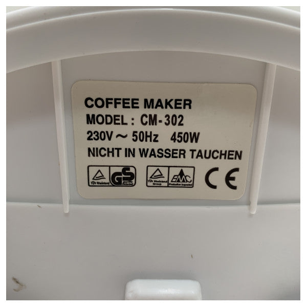 CM302 230 V 450W weiße elektrische Mini -Kaffeemaschine