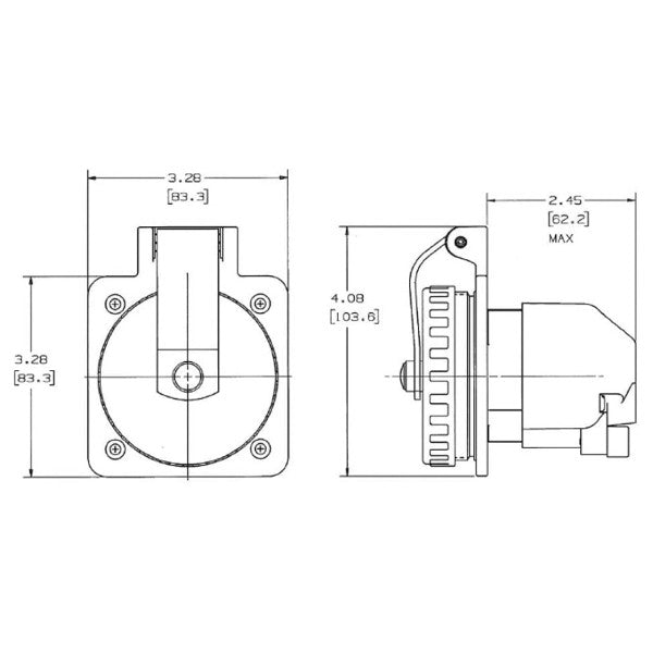 Hubbell Marine Stainless Steel 316SS 16A 230V Shore Power Outlet kestävä säänkestävä pistorasia