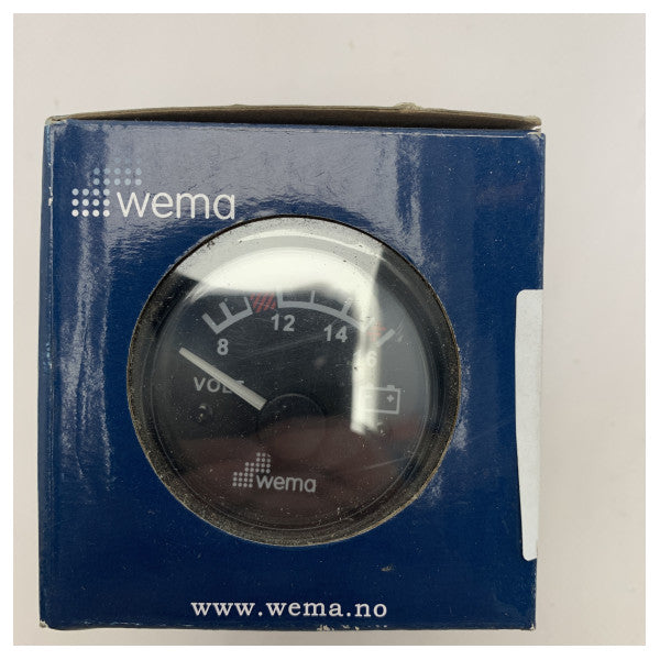 Wema 0-16V battery volt meter display black - 110330