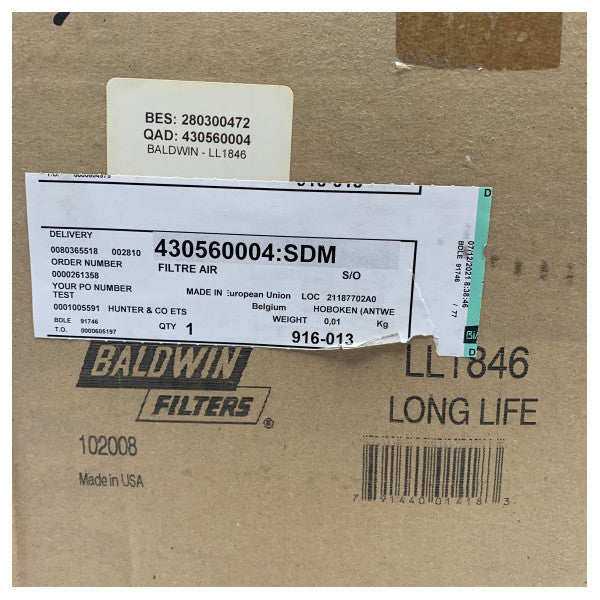 Baldwin Filters LL1846 engine air filter outer element