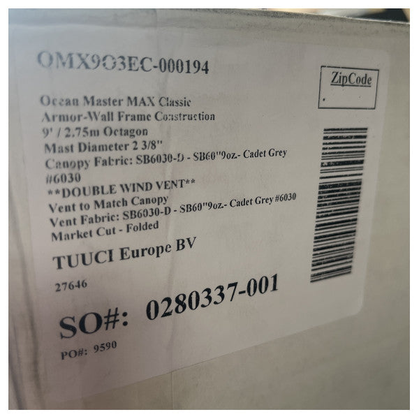 Tuuci Ocean Master MAX-Classic Stainless Steel Octagon 9' Parasol in Cadet Grey