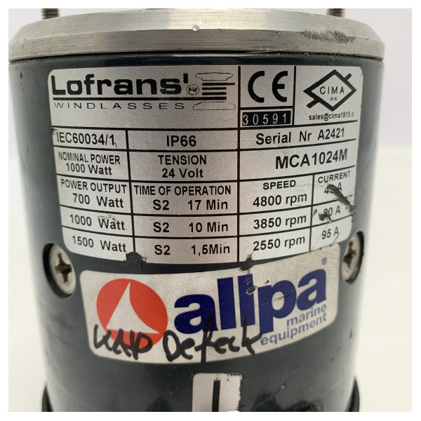 LOFRANS WINDLASS Elektromotor 1000W 24 V - MCA1024M