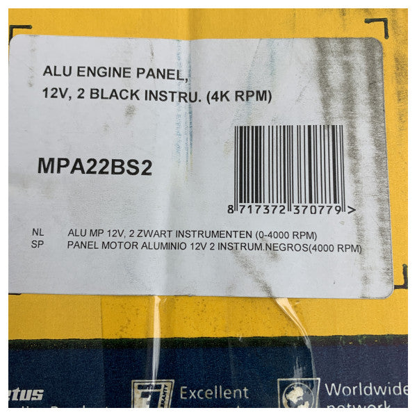 Vetus MPA22bs2 svart motor kontrollpanel 12V - 4000 RPM 