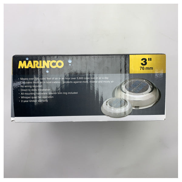 Ventilatore solare Marinco Minivent 1000 in acciaio inox da 3 pollici