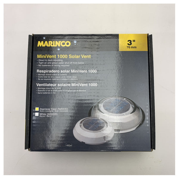 Marinco Solar Minivent 1000 Stainless Steel 3 Inch Fan