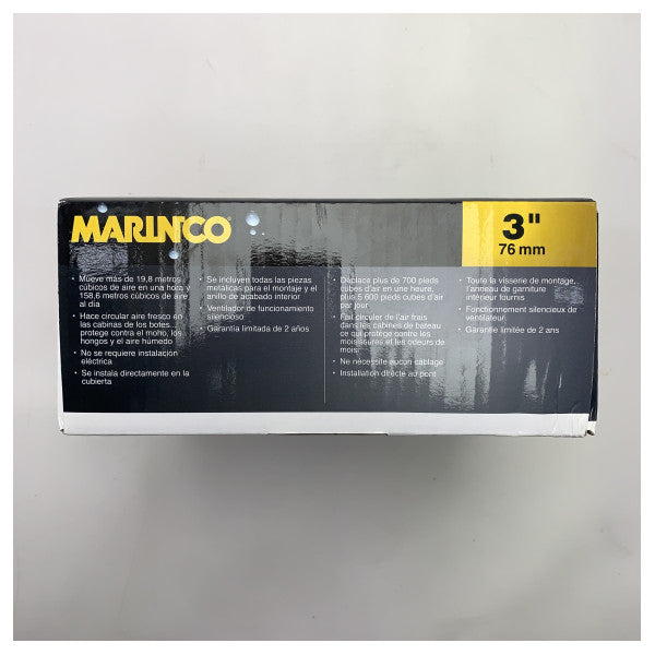 Marinco solar Minivent 1000 ventoinha de 3 polegadas em aço inoxidável