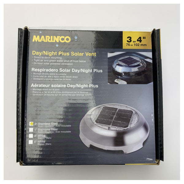 Ventilatore solare diurno e notturno in acciaio inox da 3 pollici Marinco - N20703S