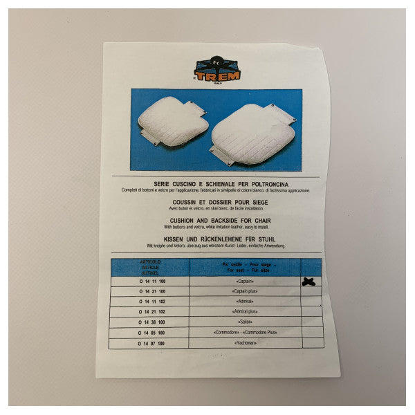 Kit de almofadas para bancos de capitão Trem branco - 014 11 100