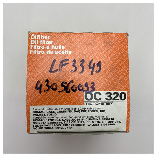 Mahle OC320 black screw on oil filter