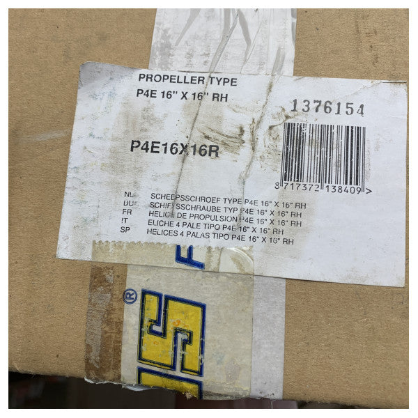 Vetus P4E16X16R 4-bladig 16 x 16-tums RH 30 mm propeller