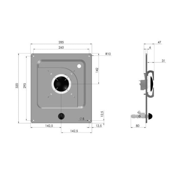 CAN Fogão a gás de 1 bico em aço inoxidável encastrado - PC1320