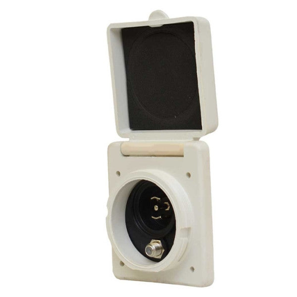 Marinco white plastic Phone | TV shore inlet - PH6574TV