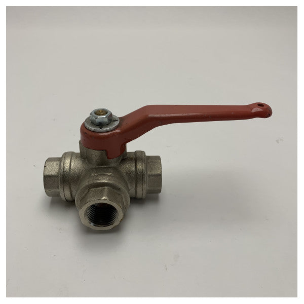 Vetus 3-way ball valve 1/2 inch nickel brass. plated - PN40-08A - KRA1/2L