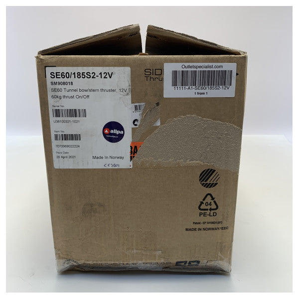 Sleipner Side Power SE60 60 KGF | 185 mm | 12V bogpropeller och akterpropeller - SE60/185S2-12V