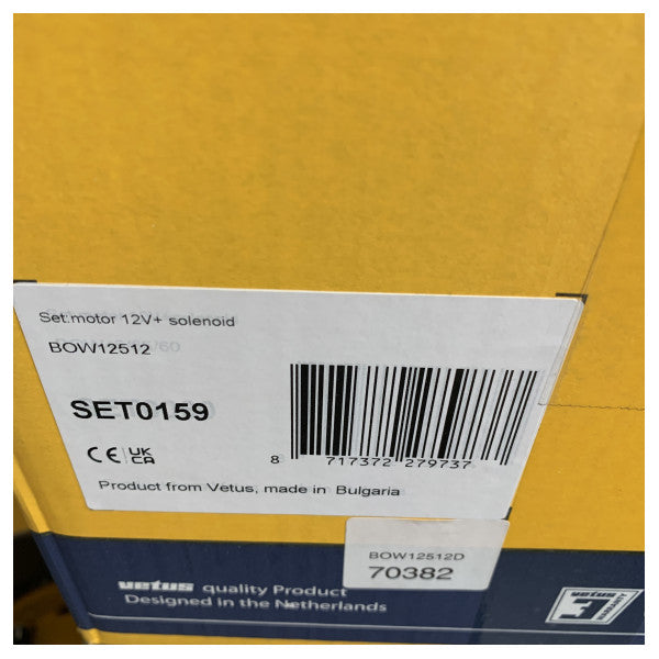 Vetus SET0159 BOW 95 u 125 thruster electromotur 12V b'relais 