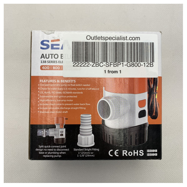 Трюмний насос Seaflo ручний електричний 12В | 800 GPH - SFBP1-G800-12B