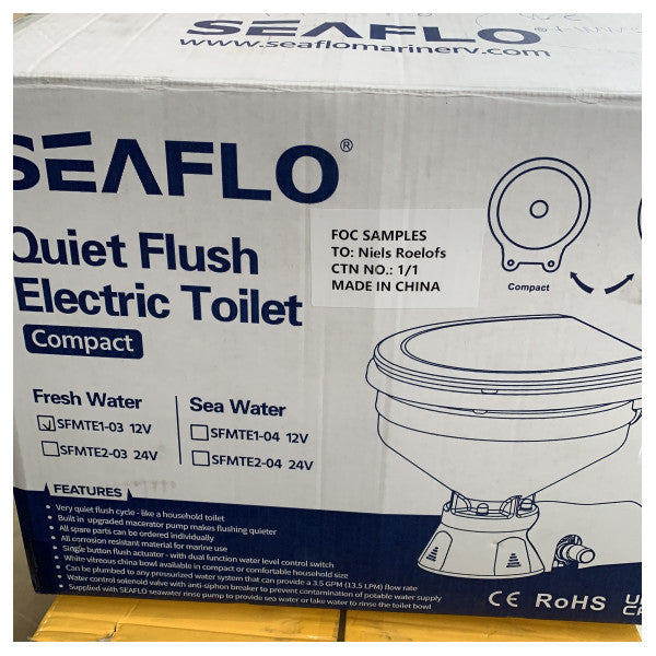 Електричний морський унітаз Seaflo SFMTE1-03 12V з тихим змивом