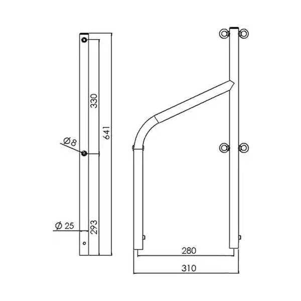 Βάθρο σκήπτρο από ανοξείδωτο χάλυβα Goiot Ø25 x 640 mm