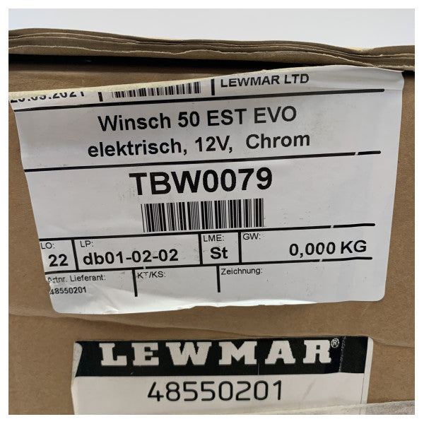 Lewmar EVO 50 EST self tailing sheet winch chrome deck unit - 48550201