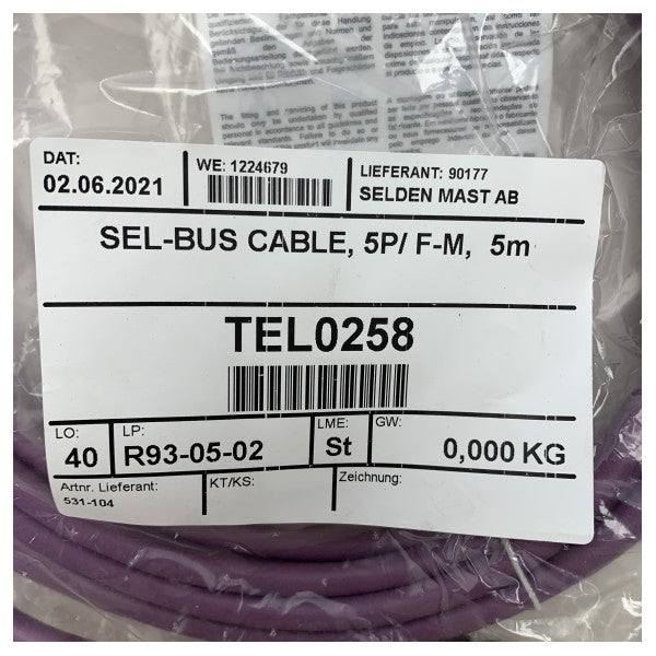 Selden SEL-Bus Cable For E40i Winch F/M 5m - 531-104