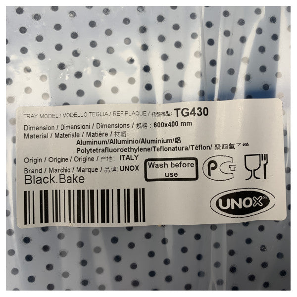 Unox TG430 tabuleiro de cozedura em alumínio 600 x 400 mm