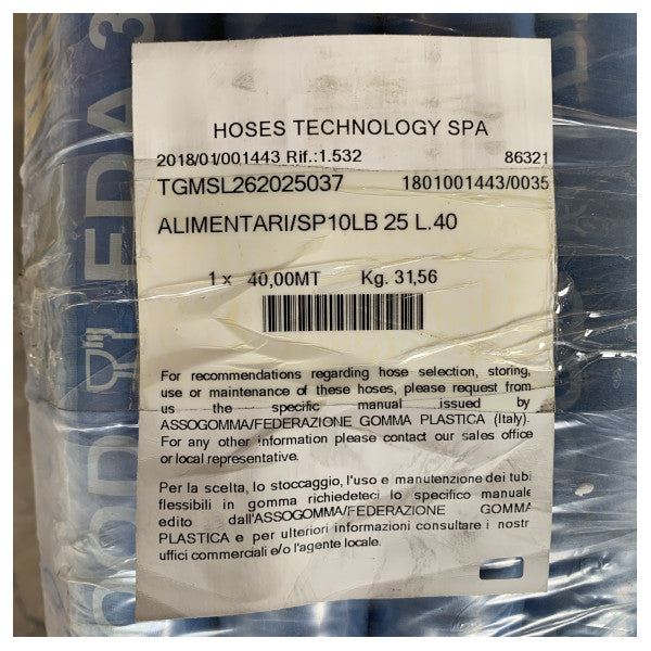 Hoses Technology Alimentari/SP10LB 25MM 40M food hose blue