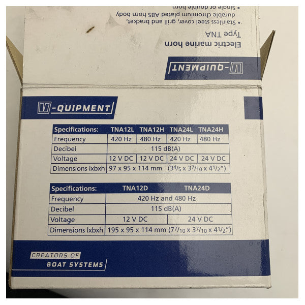 Klakson morski Vetus TNA24H 24V ze stali nierdzewnej