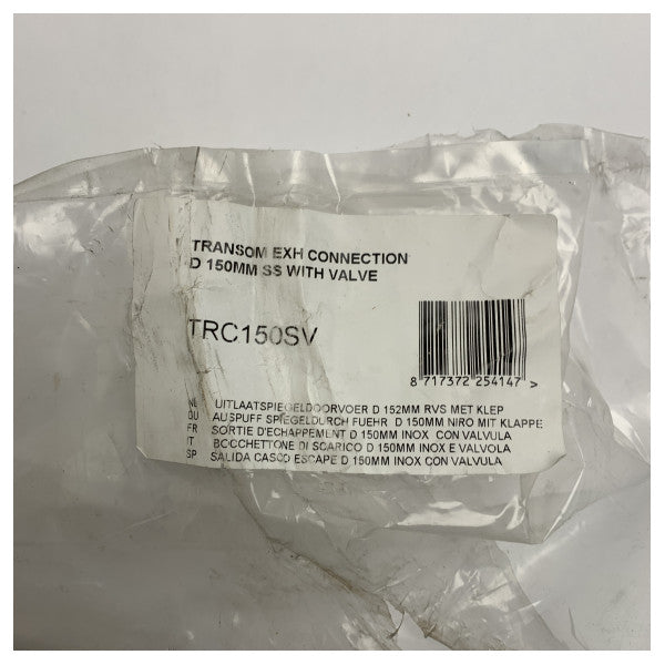 Vetus TRC150SV ステンレス製トランサムマウント排気口 152 mm