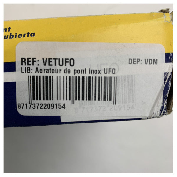 Vetus UFO ruostumattomasta teräksestä valmistettu kansituuletin 200 mm