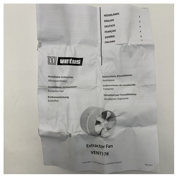 Vetus VENT17812 редови вентилатор 12V 12 m3 D178 mm