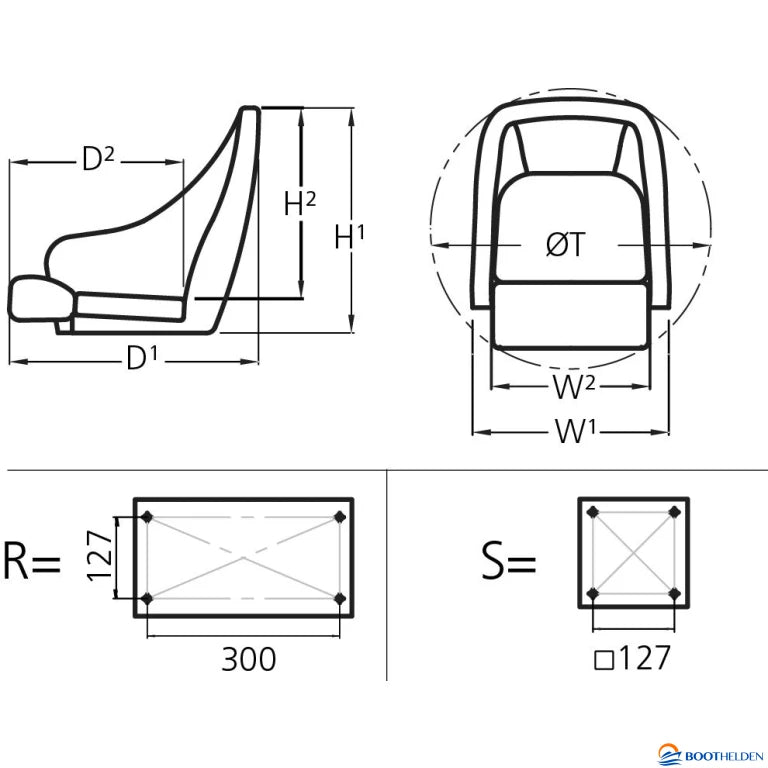 Vetus CHSPORTU спортна пилотска седалка за управление без плат