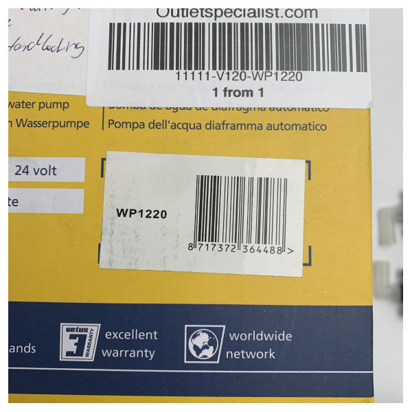 Vetus WP1220 tryckpump för färskvatten 12V 7,6L/min