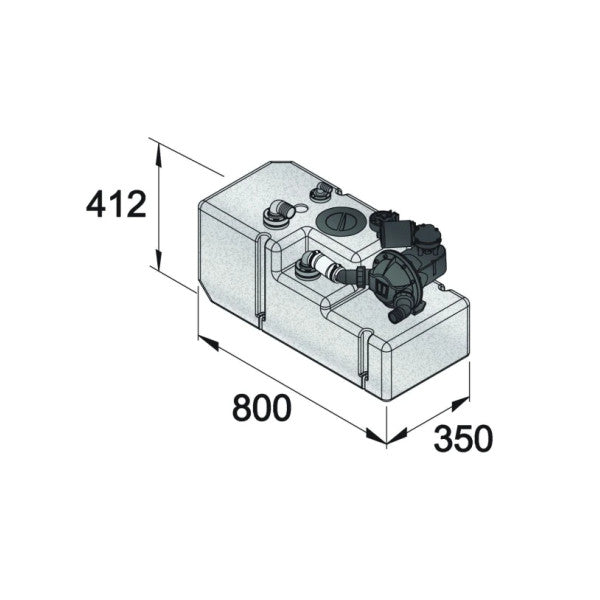 Vetus 61L sistema completo di serbatoio per acque nere con pompe e sensori 24V - WWS6124