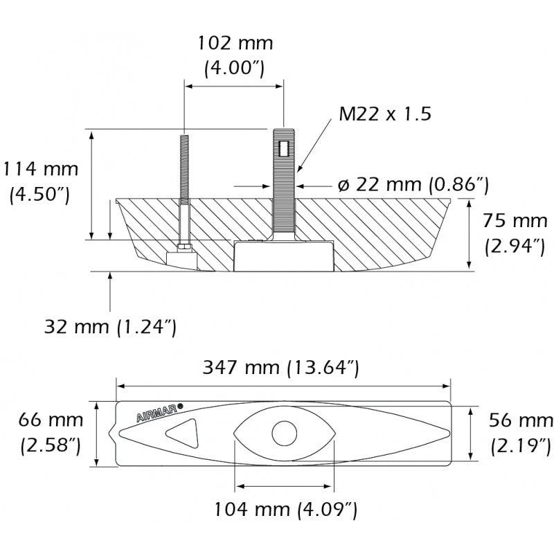 Airmar Xsonic Bronze Truhull Transductor-000-13946-001