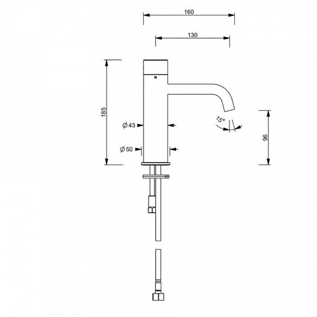 Fantini 2508SF Eclipse lavabo tek kollu batarya tırnağı krom