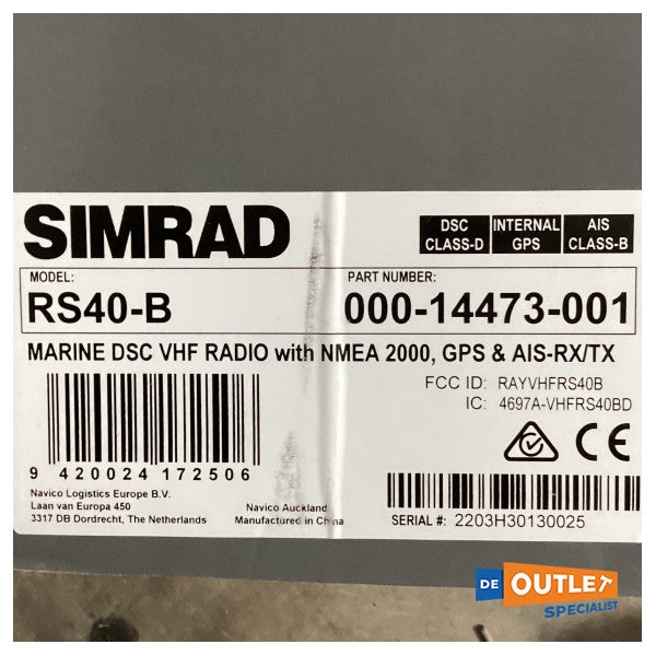 Simrad RS40-B VHF met AIS zwart inbouw 12/24V - 000-14473-001