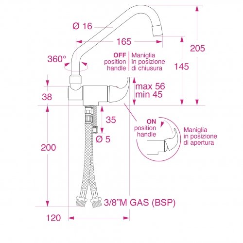 خلاط المطبخ ML2100/L من بركه ML2100/L بتصميم كروم قابل للطي