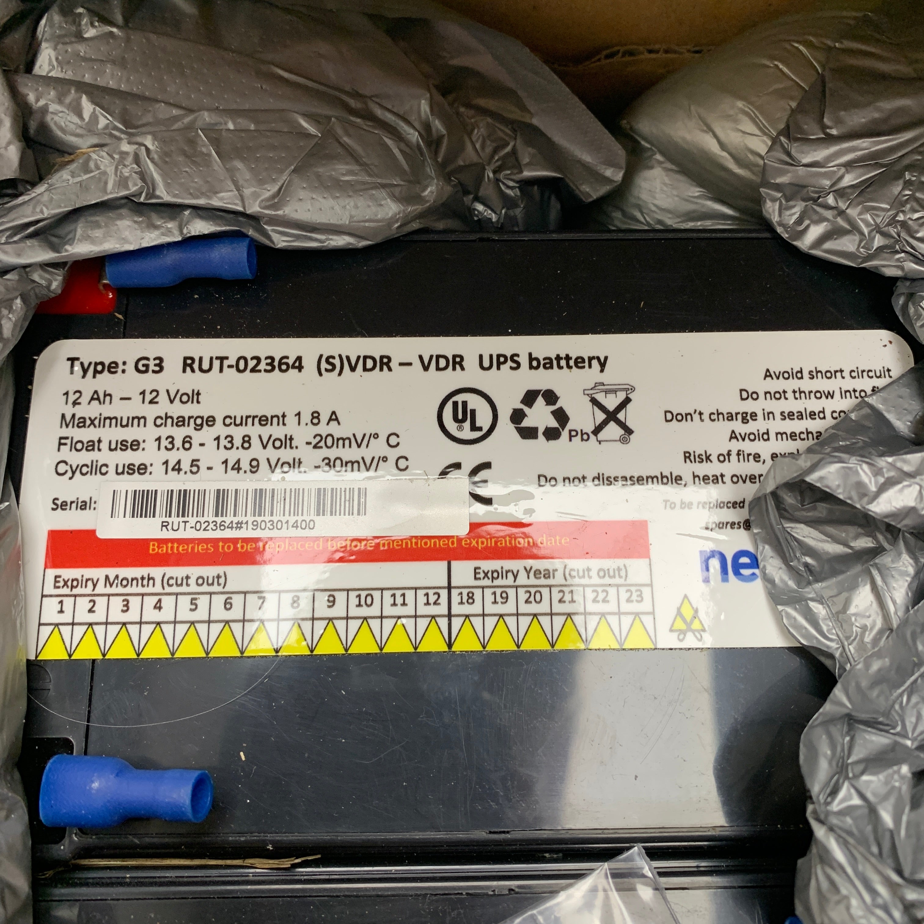 2x Netwave 25.63.5076.1 G3 RUT-02364 Rechergeax UPS Battery