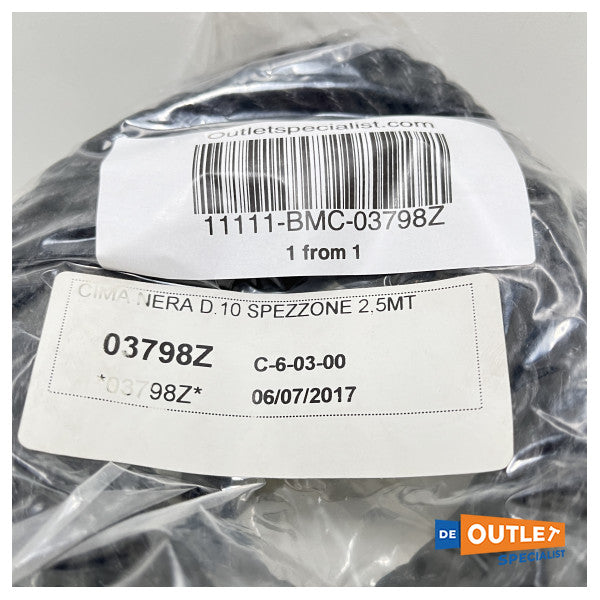 Lina cumownicza czarna bita 10 mm - 2,5 metra - 03798Z